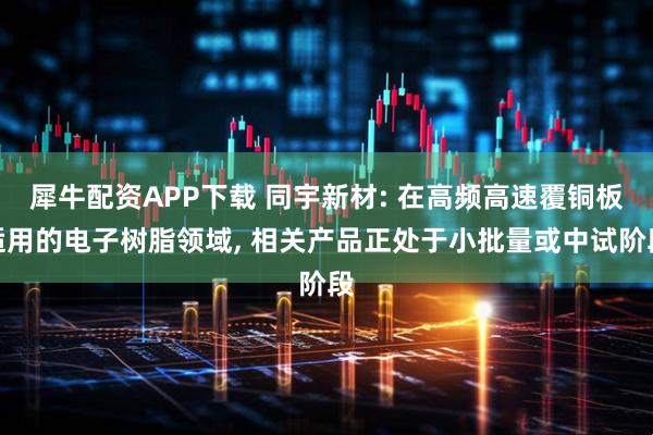 犀牛配资APP下载 同宇新材: 在高频高速覆铜板适用的电子树脂领域, 相关产品正处于小批量或中试阶段