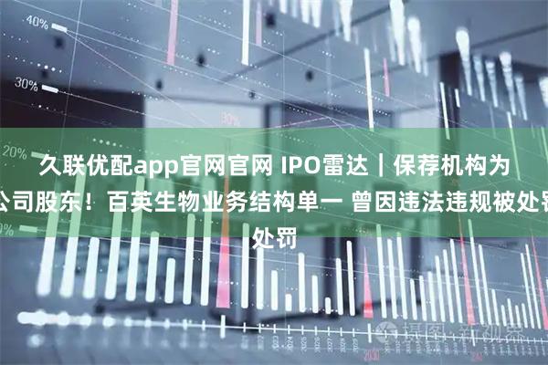 久联优配app官网官网 IPO雷达｜保荐机构为公司股东！百英生物业务结构单一 曾因违法违规被处罚