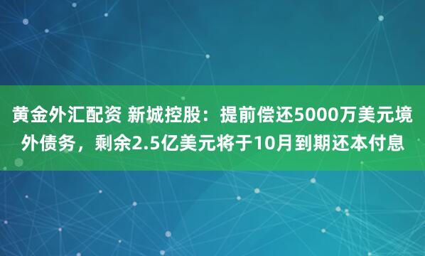 黄金外汇配资 新城控股：提前偿还5000万美元境外债务，剩余2.5亿美元将于10月到期还本付息