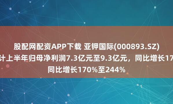 股配网配资APP下载 亚钾国际(000893.SZ)发预增，预计上半年归母净利润7.3亿元至9.3亿元，同比增长170%至244%
